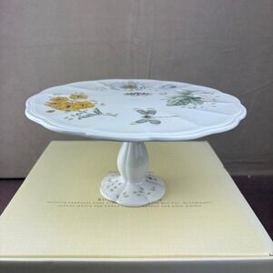 NEW Lenox Butterfly Meadow MEDIUM PEDESTAL CAKE PLATE 10" NOS 823282